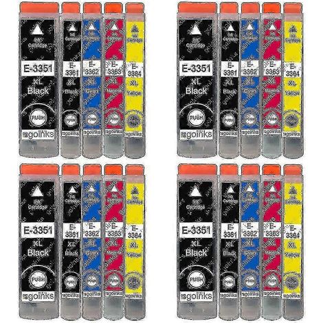 Lot de 5 cartouches d'encre compatibles pour imprimante Epson série T3357 33XL, encres de remplacement non OEM (1/3)