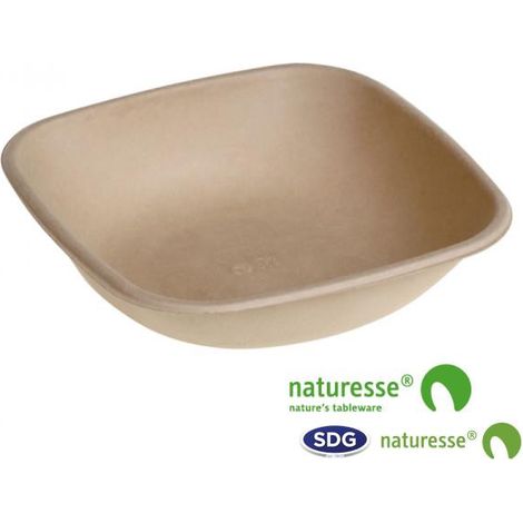 Assiette jetable carrée Nature 500 ml en cellulose - 500 pièces - Ecobioshopping (1/3)