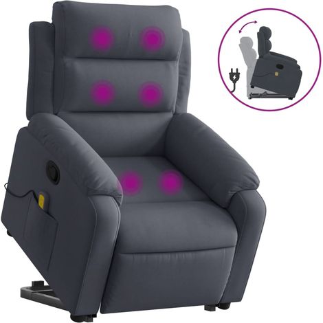Maison Exclusive - Massagesessel mit Aufstehhilfe Dunkelgrau Samt