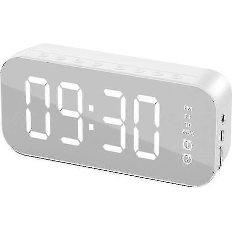 Réveil numérique multifonction à LED et haut-parleur Bluetooth (blanc) (1/4)