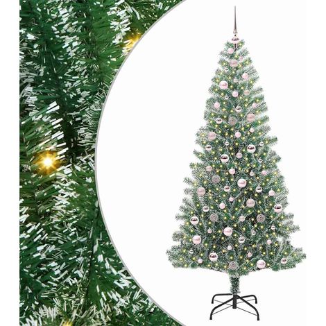 vidaXL Albero di Natale Artificiale Imbiancato con Luci LED 210 cm (1/5)