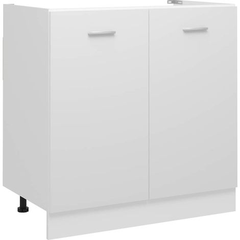 Meuble sous évier-Meuble bas pour évier "Lyon" Blanc 80 x 46 x 81,5 cm Bois d'ingénierie (1/5)