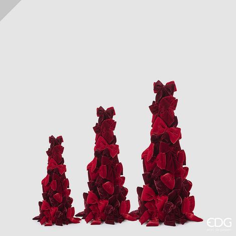 EDG Enzo De Gasperi Set 3 Coni Natalizi con Fiocchi H100/80/60 cm Rosso Mix – Decorazioni di Natale (1/2)