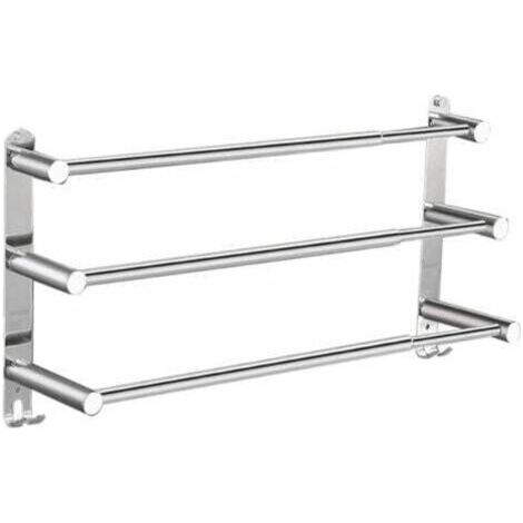 Porte-serviettes de salle de bain rétractable 43-75 cm, porte-serviettes mural en acier inoxydable sans perçage (1/4)