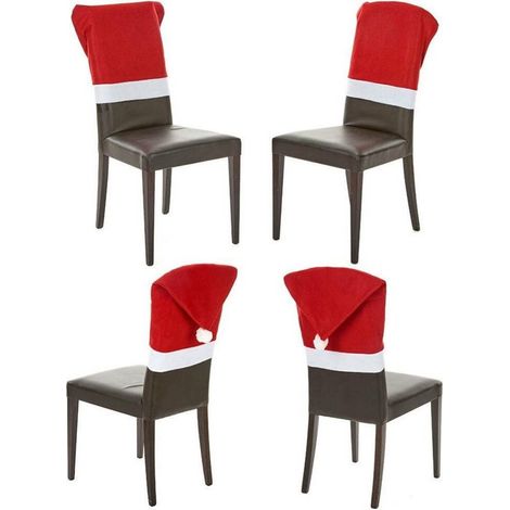 Trade Shop - SET 4 COPRIES SEDIA COPRISEDIA DEKORATIONEN FÜR SEDIA NATALIZIE 70X52CM ROSSO - (1/2)