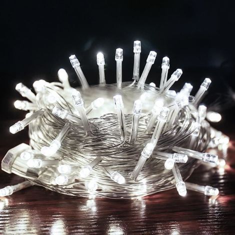 100 m guirlande lumineuse LED, 500 LED blanc froid, 8 modes d'éclairage, étanche, pour décoration intérieure et extérieure (1/4)