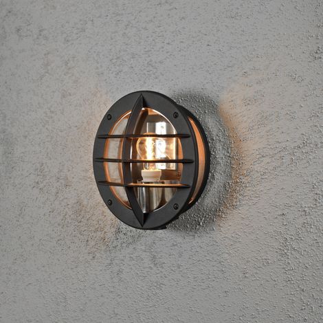 Konstsmide Oden Applique d'extérieur classique à cloison noire avec verre transparent, IP23 (1/2)