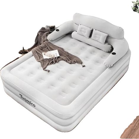 Matelas Gonflable, Design Portable, Compatibilité Extérieure, gris6, 152cm 203cm 22cm (1/2)