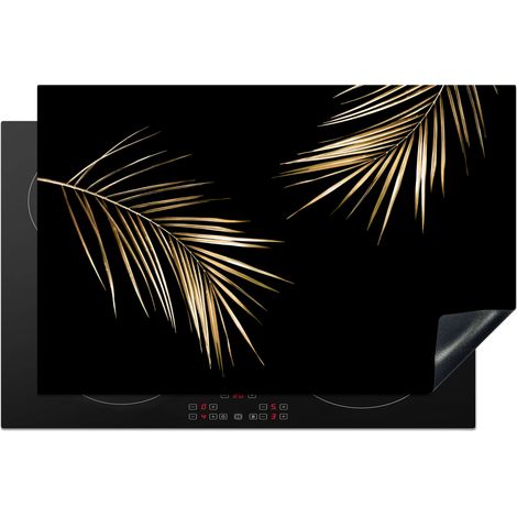 PROTECTION PLAQUE INDUCTION Feuilles - Plantes - Or - Noir - Luxe Couvre Plaque De Cuisson 81x52 cm