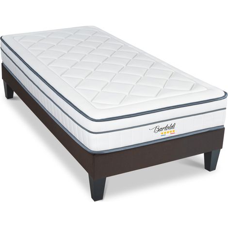 BELLECOUR LITERIE Ensemble BARTOLDI 90x190 cm Matelas Ressorts ensachés + Sommier Bois (1/5)
