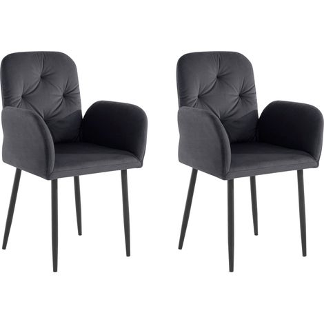 Mila-Ensemble de 2 chaises de salle à manger rembourrées en gris velours
