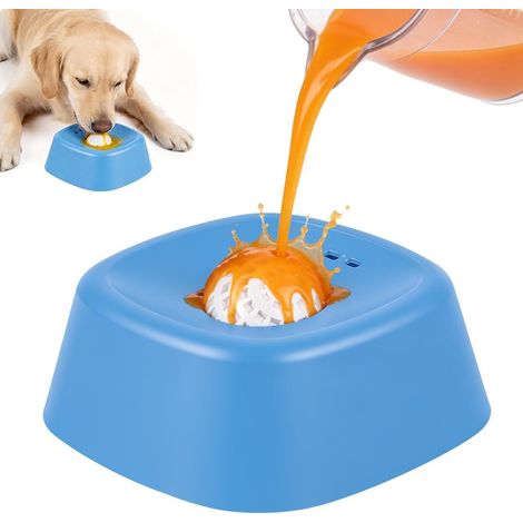 Puppy Licking Bowl, Dog Feeder Lick Bowl with Fun Ball, Anti Glutton, Lick Toy, Slow Feeder Licking Bowl Mat for Dogs, Cats, Soothing Anxiety (Blue) (1/5)