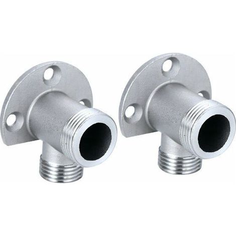 Serbia – Kit d'installation 2pcs pour robinet apparent – Cuivre chromé – Filetage 1/2 NPT x G 3/4 – Adaptateurs inclus pour montage mural (1/5)