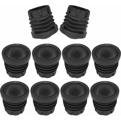 – Lot de 10 embouts de tube rond renforcé antidérapant en caoutchouc vulcanisé noir – Résistance 75kg – Øext 22mm pour surfaces variées (1/3)