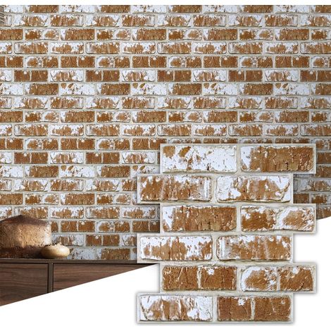 Panneaux Muraux 3D Imitation Brique, 10 Pièces, Dalle PVC Adhesive Murale Papier Peint 3D Autocollant à Effet Pierre, 30 × 30 cm, Panneau Mural Décoratif Revêtement Mural (1/5)