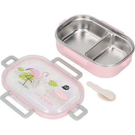Portapranzo termico in acciaio inox con scomparti, elegante e pratico da portare con sé a scuola, in viaggio e per i picnic. (1/5)