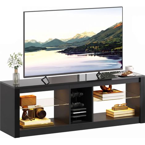 HOMCOM TV Stand, Entertainment Centre with LED Lights, Black (1/5)