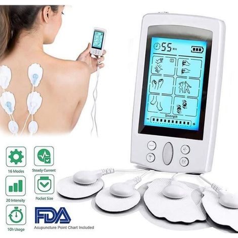 AA Électrostimulateur TENS Anti-Douleur et électrostimulation Musculaire EMS - 16 programmes de Massage + 8 électrodes (1/4)