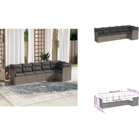 Salon de jardin 6 pcs avec coussins gris résine tressée - Salon De Jardin - Canapé Extérieur - Meuble De Jardin - Ensemble Salon De Jardin - Mobilier De Jardin (1/3)