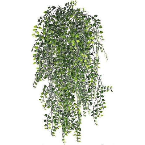Lot de 2 plantes grimpantes artificielles suspendues, fausse guirlande de lierre vert en plastique, pour décoration murale, clôture ou treillis. (1/5)