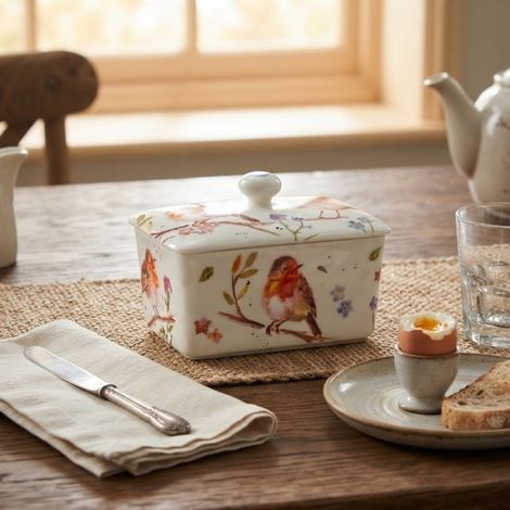 British Robin Design Butter Dish (1/2)