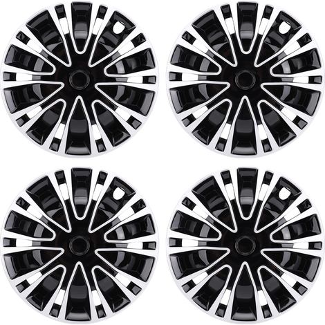 4 enjoliveurs 16 pouces clip universel ABS – Kit couvercle R16 voitures camion SUV argent noir, carrosserie (1/5)