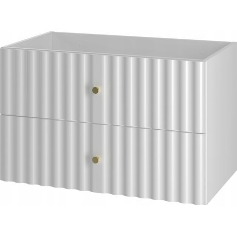 Meuble de salle de bain sous vasque suspendu AQUA blanc 80 cm façades rainurées