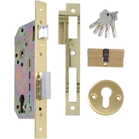 AMIG Serrure encastrée 340 50/85 Acier Laitonné verni (1/5)