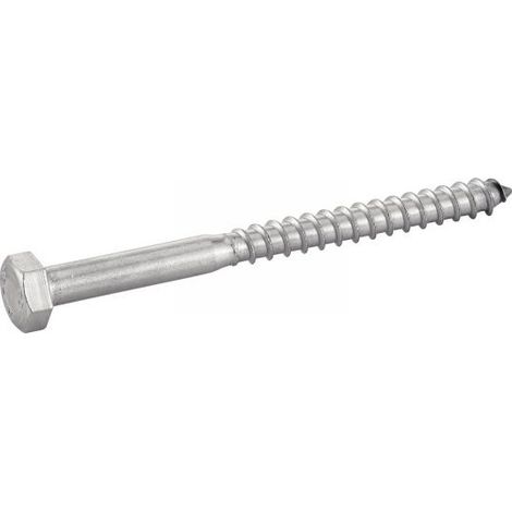 Vis à bois, tête hexagonale, tire-fond inox - Longueur: 140 - Qualite Inox: A2 - Diamètre: 12