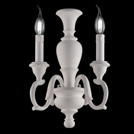 Aplique de pared de madera Shabby White dos luces 25x h40 cm