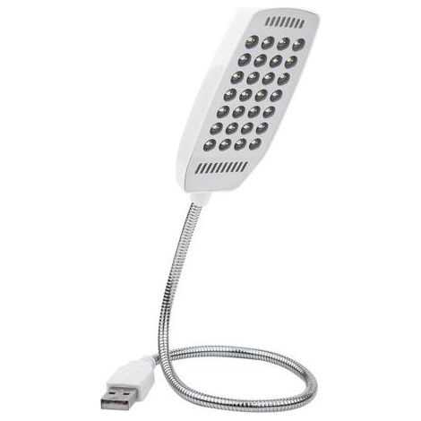 Lampe pour ordinateur portable USB, mini lampe, 5V, col de cygne flexible, 28 LED, avec interrupteur pour étudiants, voyageurs, employés de bureau (blanche) (1/4)