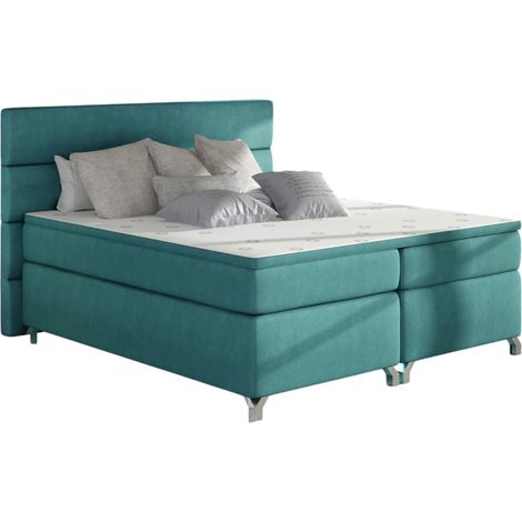 Lit boxspring 180x200 tissu vert émeraude Mador (1/5)