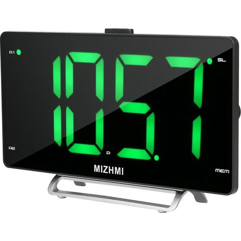 Digitaler Radiowecker mit zweifach dimmbarem Alarm, 9-Zoll-LED-Display, UKW-Radio und einstellbarem Sleep-Timer