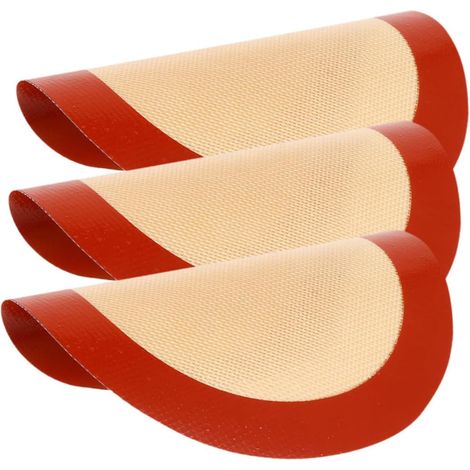 3 pièces Tapis de Cuisson Silicone Rond Feuilles de Cuisson Réutilisables Antiadhésives pour Four Micro-ondes et Friteuse à Air Résistants à Haute Température Faciles à'-'- (1/5)