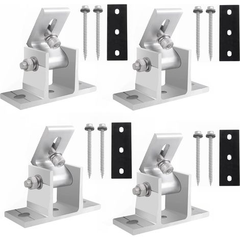 Montagesatz für Solarmodule, Aluminium-Solarmodulhalterung 0-60° verstellbar, für Flachdach-, Wand- und Bootsmontage, 4-teilig