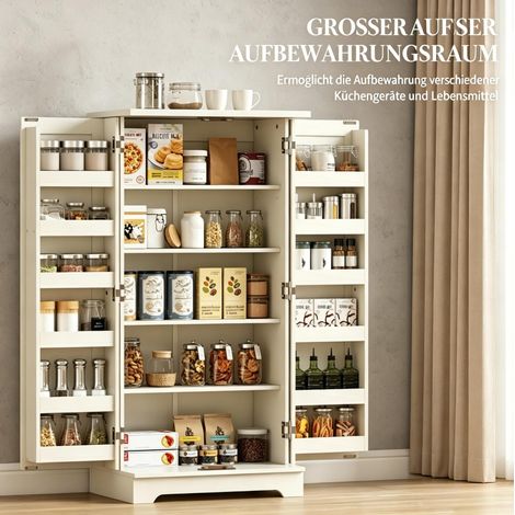 Credenza cucina alta crema 60 x 40 x 120 cm in MDF e truciolare (1/5)