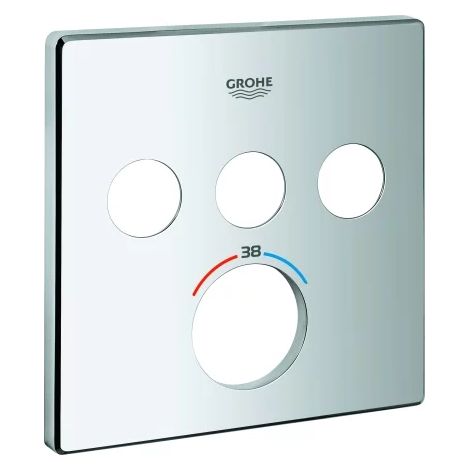 GROHE Rosace 49042, carrée, pour SmartControl encastré, pour thermostat avec 3 robinets d'arrêt, phantom black, 49042KF0