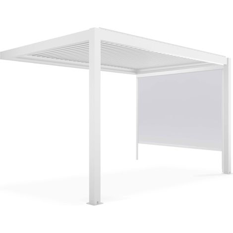Pergola bioclimatique adossée blanche 3x4m et 1 Store 2,66 x 2,34 m