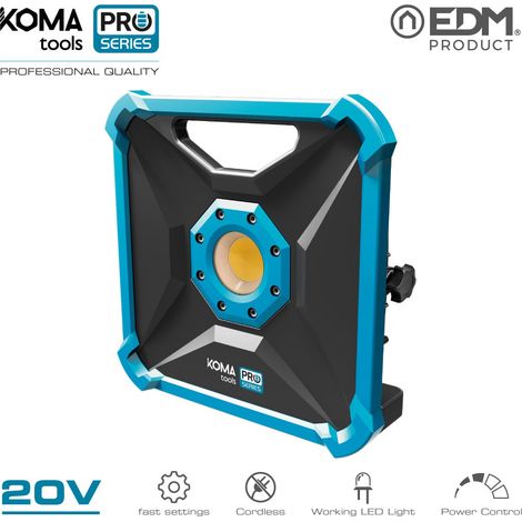 Faretto Proiettore LED 20W 1800lm (Senza Batteria né Caricabatterie) 22,8x7x22,8cm KomaTools (1/4)
