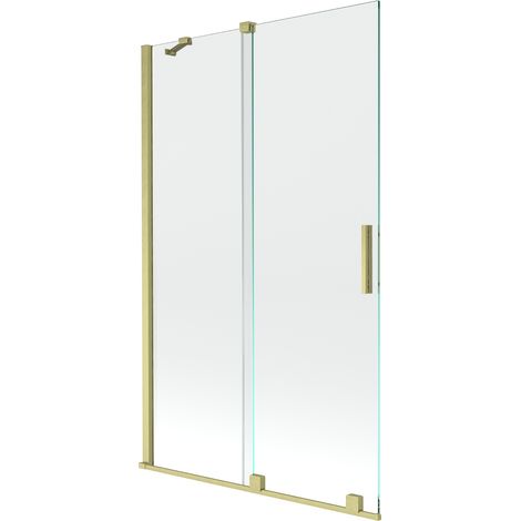 Mexen Velar 2-Flügel-Badewannenwand Regulierbare 110 x 150 cm, transparent, Gold gebürstet - 896-110