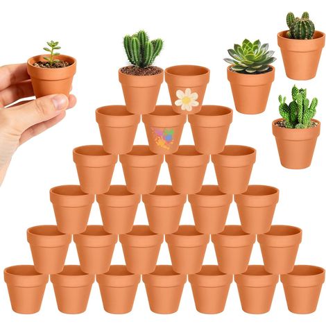 30 Pièces Pots en Terre Cuite Petits 4,5 x 4,5 cm Réutilisables Petits Pots en Terracotta pour le Bricolage Pot en Terracotta Fleurs Pots de Fleurs Mini avec Trou de Drainage pour les Plants (1/5)