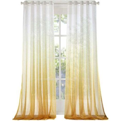 Translucent Gradient Curtain - Linen and Rayon Blend Fabric - Single Panel for Window Decoration (1/4)