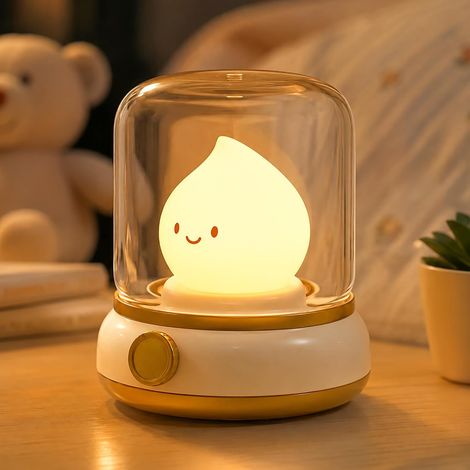 Veilleuse enfant LED lampe chevet rechargeable USB lumière chaude dimmable blanc (1/5)
