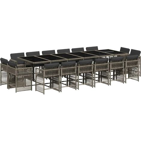 Maison Exclusive - Ensemble à manger de jardin 17 pcs et coussins résine tressée (1/5)