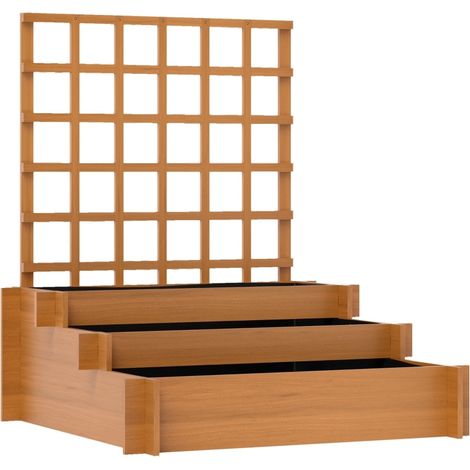 Huerto elevado con celosía de madera marrón 95 x 95 x 110 cm (1/4)