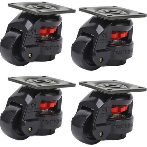 Roulettes Pivotantes 50mm, 250KG/551.16LBS, Roulettes pour Meubles de Nivellement Rétractables Robustes de Rotation à 360°, Roulettes Industrielles Haut de Gamme, Lot de 4 (Noir)