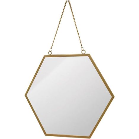 Miroir Mural Hexagonal en Métal Grand Format pour Salle de Bain Miroir de Maquillage Décoratif en Verre Accessoire Mural Design pour Toilette et Chambre (1/5)