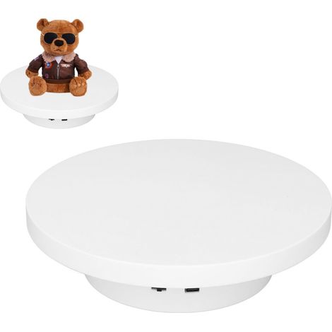 Plateau tournant électrique blanc à vitesse fixe, sur secteur, supportant une charge de 3 kg, avec présentoir rotatif automatique - diamètre 15 cm (1/5)