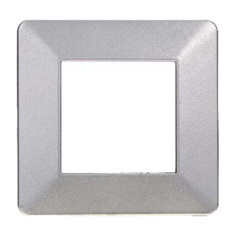 Plaque compatibles Vimar Plana 2 modules plastique couleur argent Ettroit EV83206