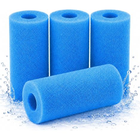 Lot de 4 Filtres Piscine Type A, Cartouche Filtre Piscine en Mousse 20 x 10 cm, Filtre à Piscine Lavable et Réutilisable, Éponge Filtrante pour Spa et Pompe Compatible (1/5)